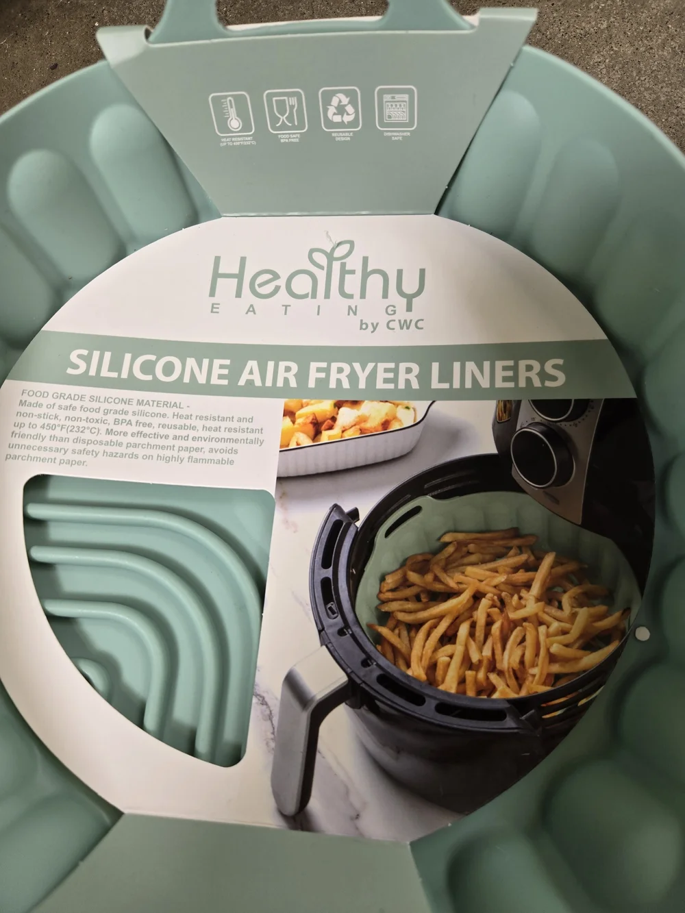 Healthy Creations Silicone Air Fryer Liner - Mint and Cream